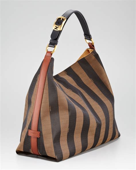 fendi pequin striped hobo bag